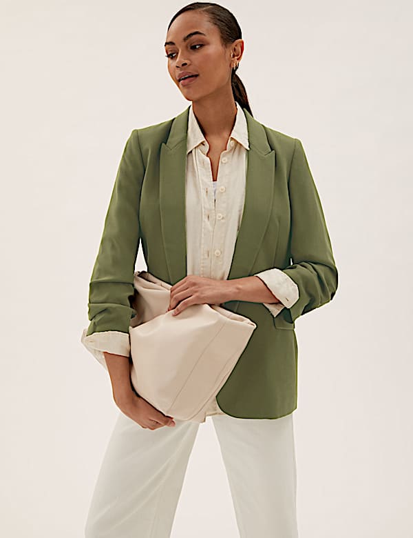 Ruched Sleeve Blazer