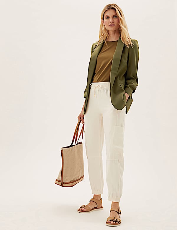 Ruched Sleeve Blazer