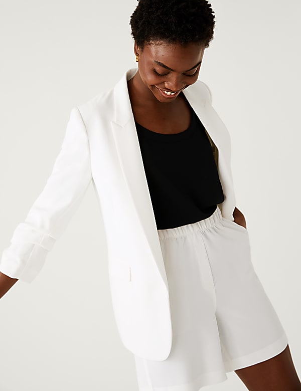 Ruched Sleeve Blazer