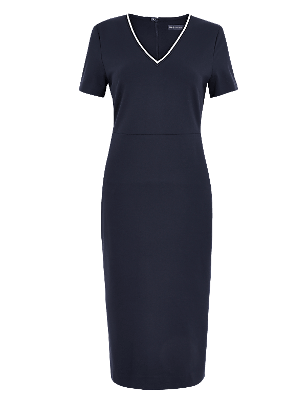 Jersey V-Neck Knee Length Dress