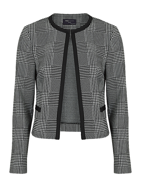 Jersey Slim Checked Short Jacket