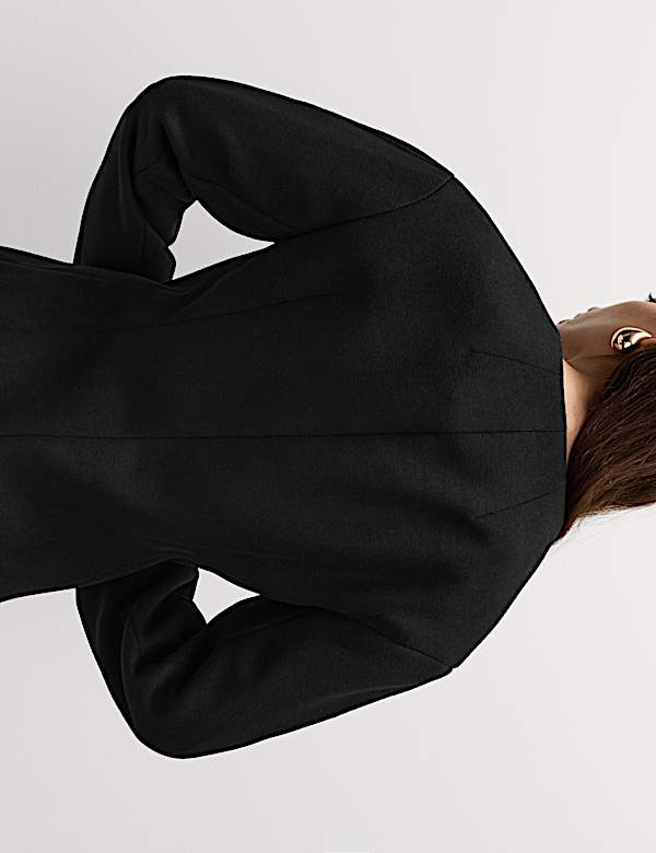 Waisted Collarless Tailored Coat with Wool - EE