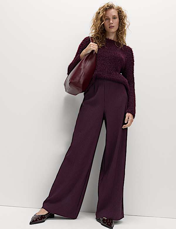 Plisse Elasticated Waist Trousers