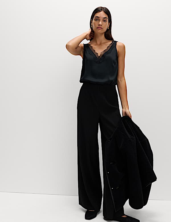 Plisse Elasticated Waist Trousers
