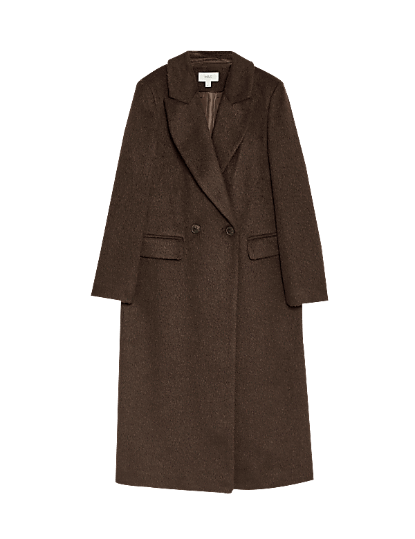 Textured Collared Longline Coat with Wool