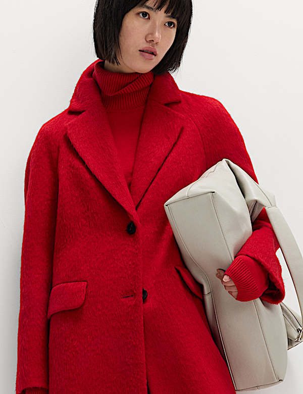 Brushed Revere Collar Single Breasted Longline Tailored Coat - BE