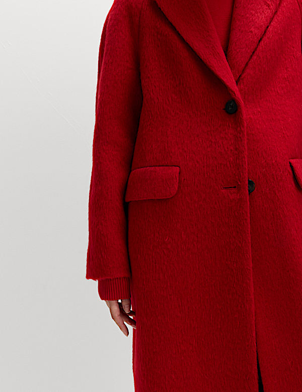 Brushed Revere Collar Single Breasted Longline Tailored Coat - BE