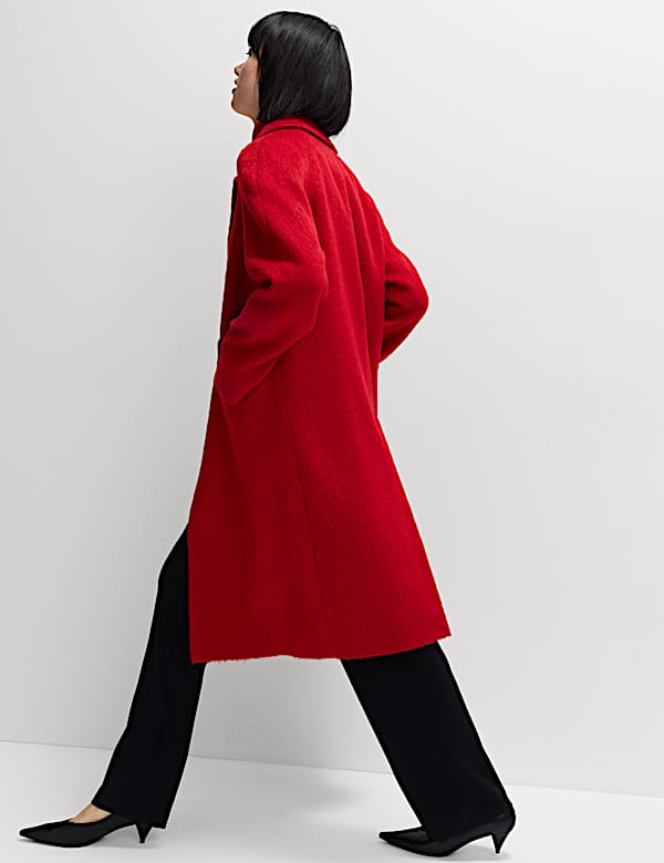 Brushed Revere Collar Single Breasted Longline Tailored Coat - BE