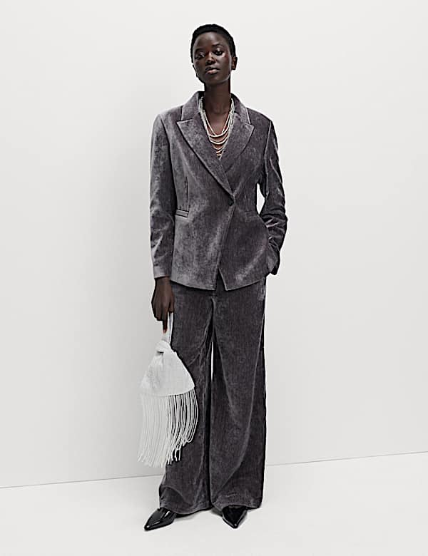 Velvet Mottled Single Breasted Blazer - KR