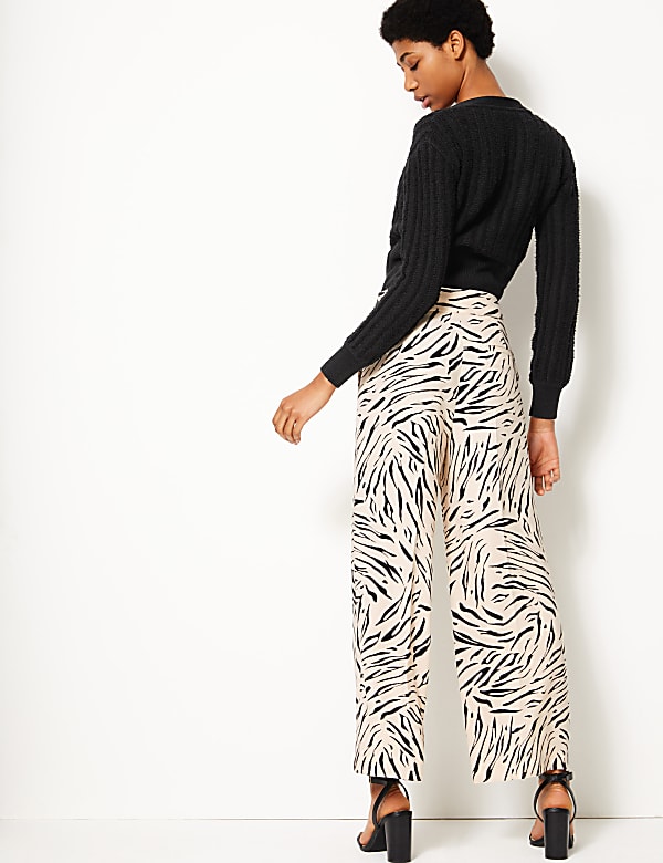 High Waist Wide Leg Ankle Grazer Trousers