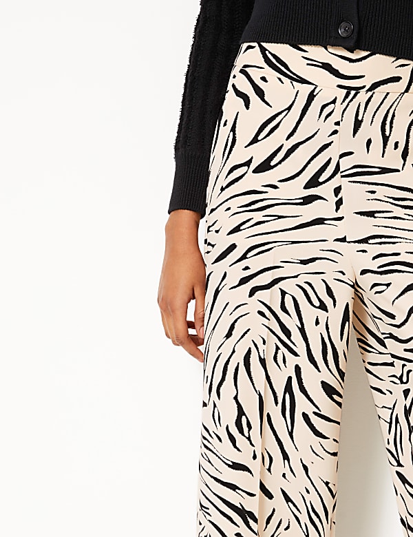 High Waist Wide Leg Ankle Grazer Trousers