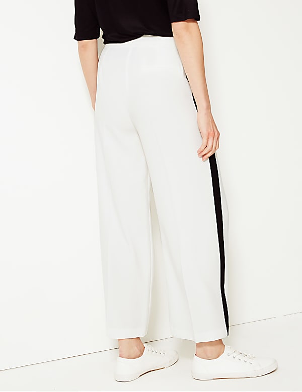 Crepe Side Stripe Wide Leg Trousers