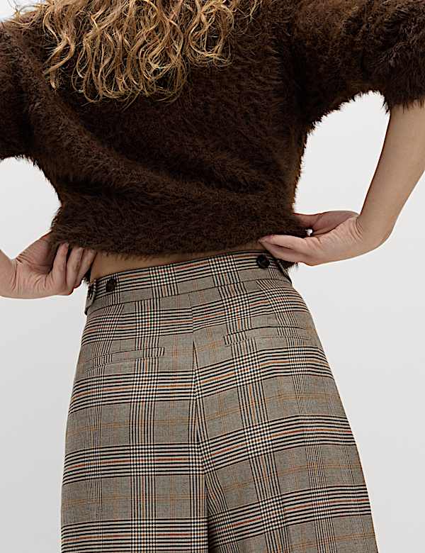 מכנסיים משובצים עם קפלים ורכיסת צד - IL