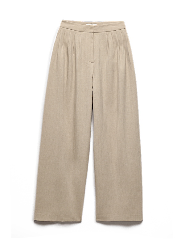 Multi Pleat Wide Leg Trousers