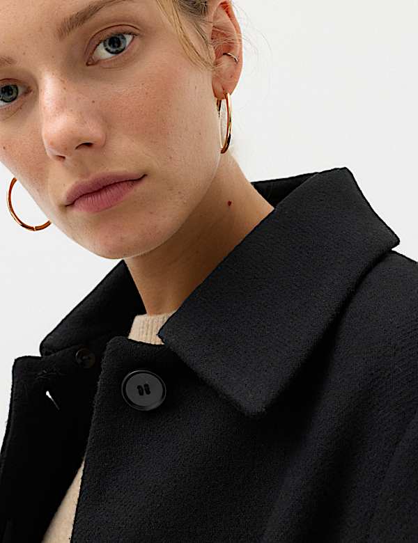 Faux Fur Animal Print Collared Coat with Wool - AL