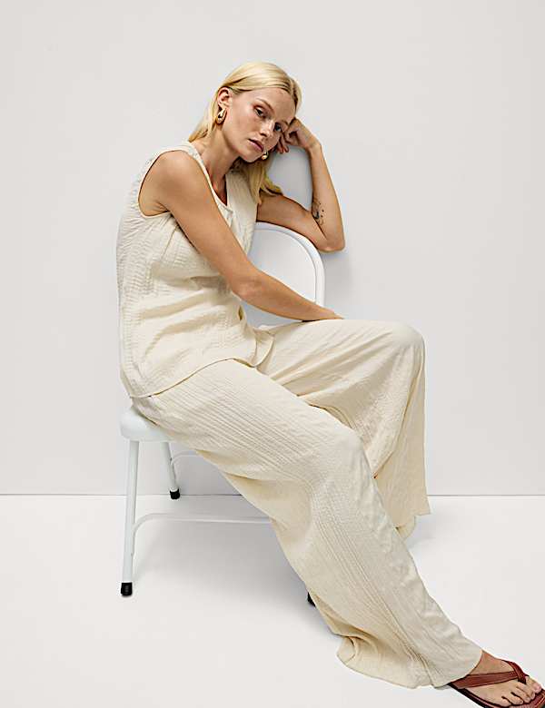 Plisse Palazzo Trouser