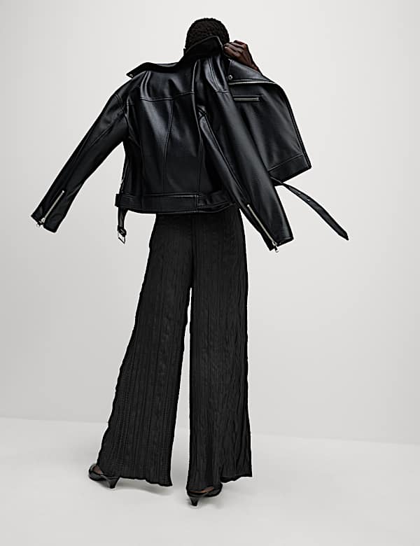 Plisse Wide Leg Trousers - DE