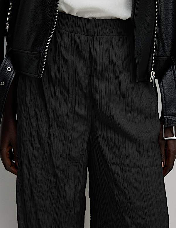 Plisse Wide Leg Trousers - DE