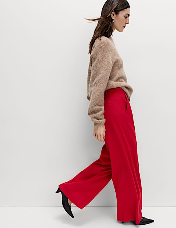 Pleat Front Straight Leg Trousers - NO