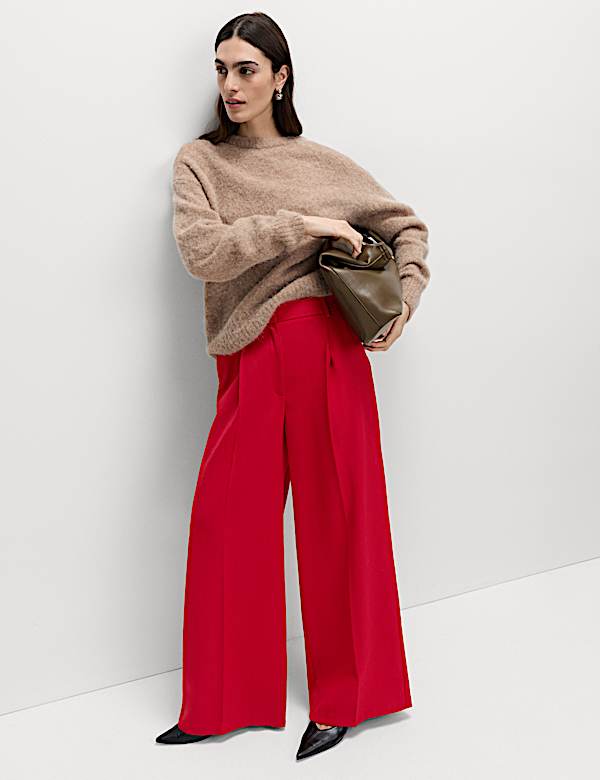 Pleat Front Straight Leg Trousers - NO