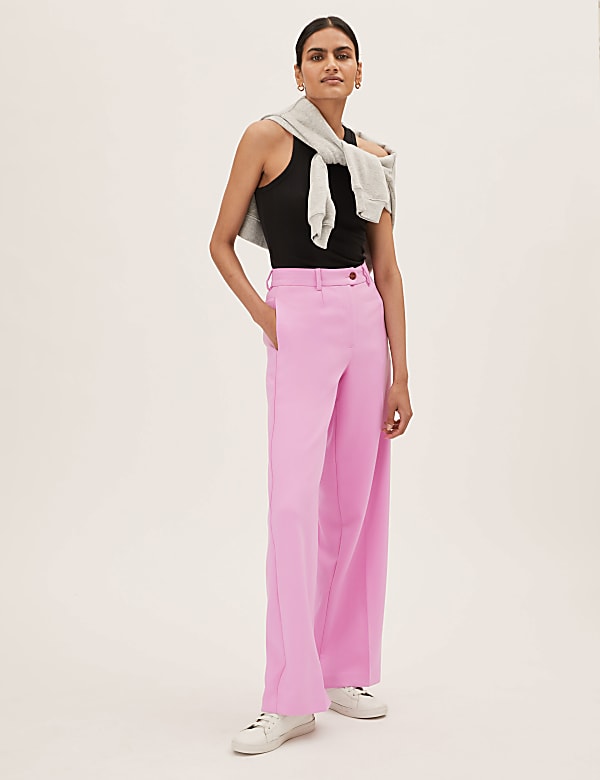 Buy Crepe Wide Leg Trousers at Marks Spencer