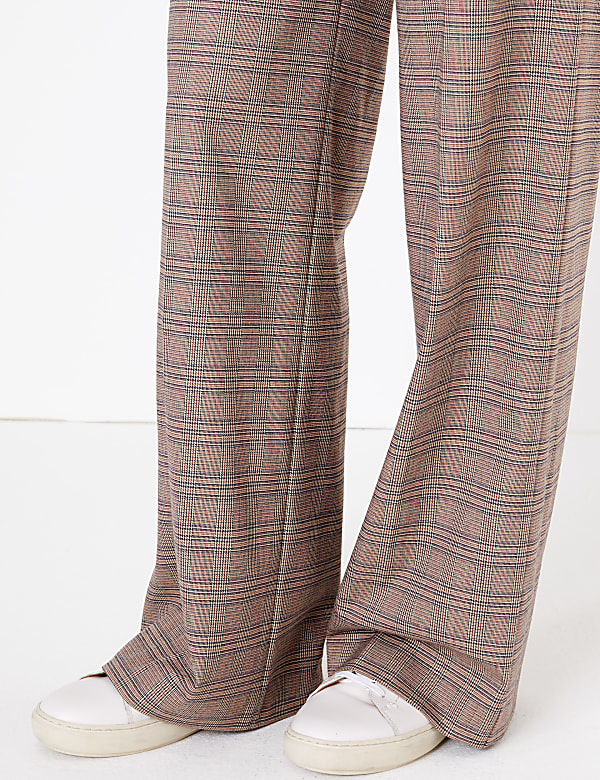 Checked Wide Leg Trousers