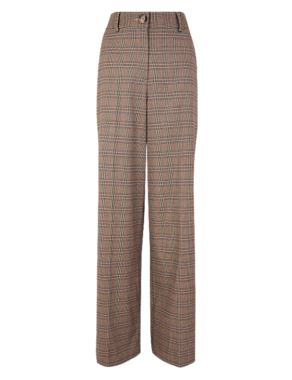 Checked Wide Leg Trousers
