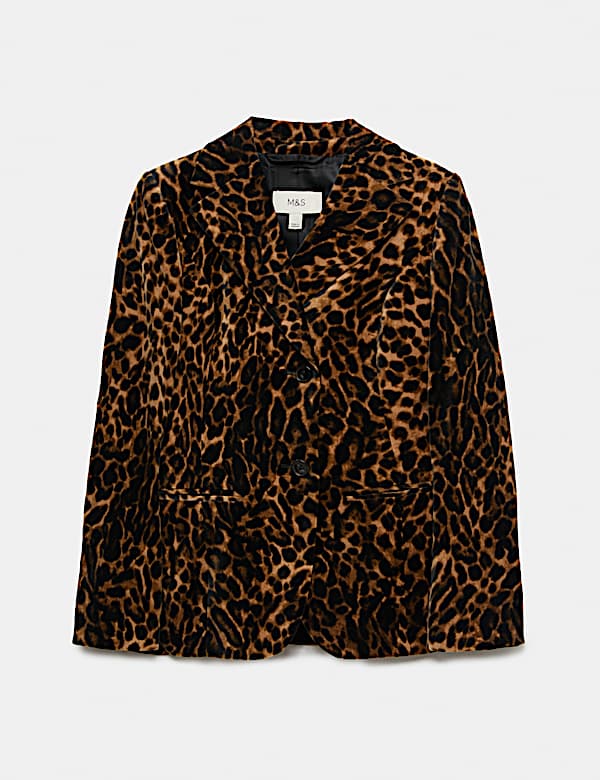 Blazer Pinggang Ketat Motif Macan Tutul Beludru - ID
