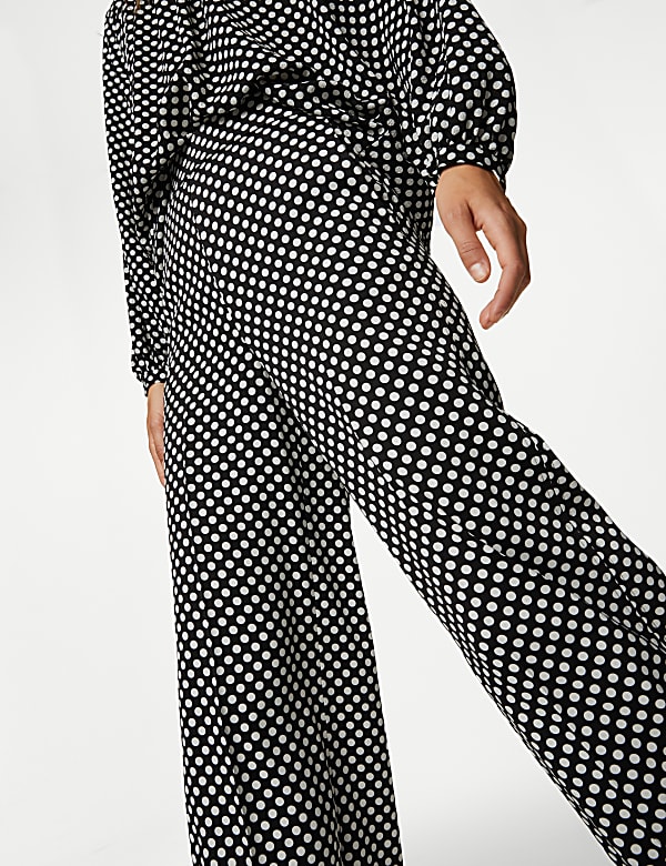 Satin Polka Dot Wide Leg Trousers