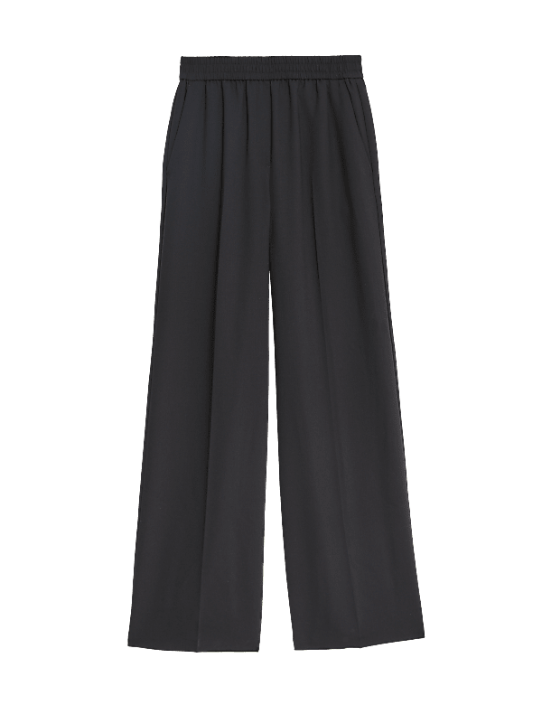 Woven Elasticated Waist Wide Leg Trousers