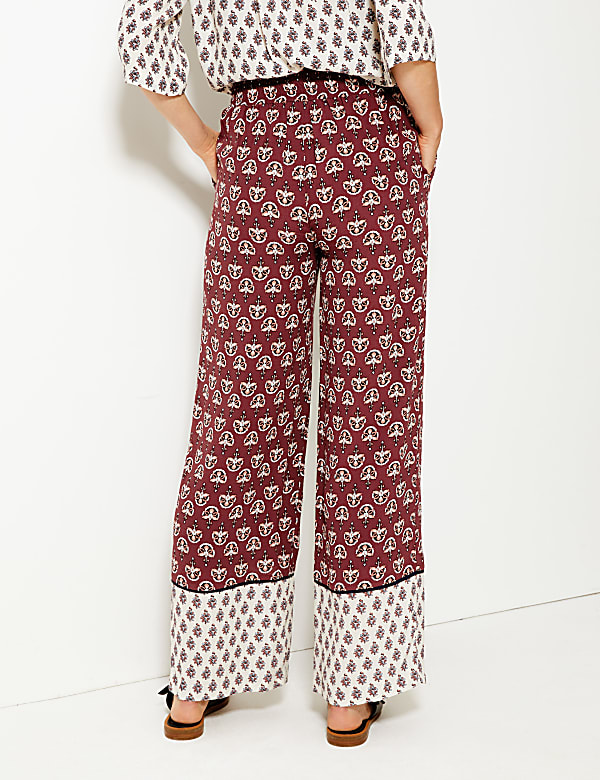 Printed Wide Leg High Waist Trousers