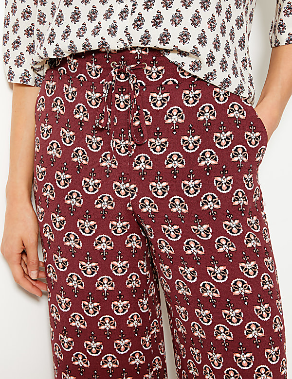 Printed Wide Leg High Waist Trousers