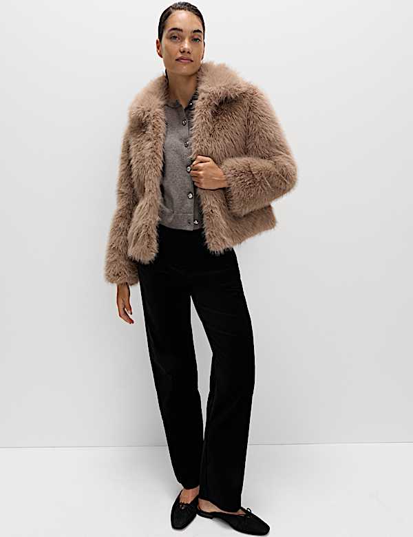 Cotton Rich Velvet Straight Leg Trousers