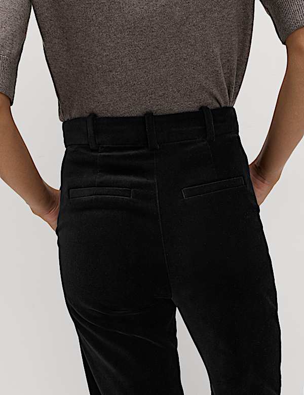 Cotton Rich Velvet Straight Leg Trousers