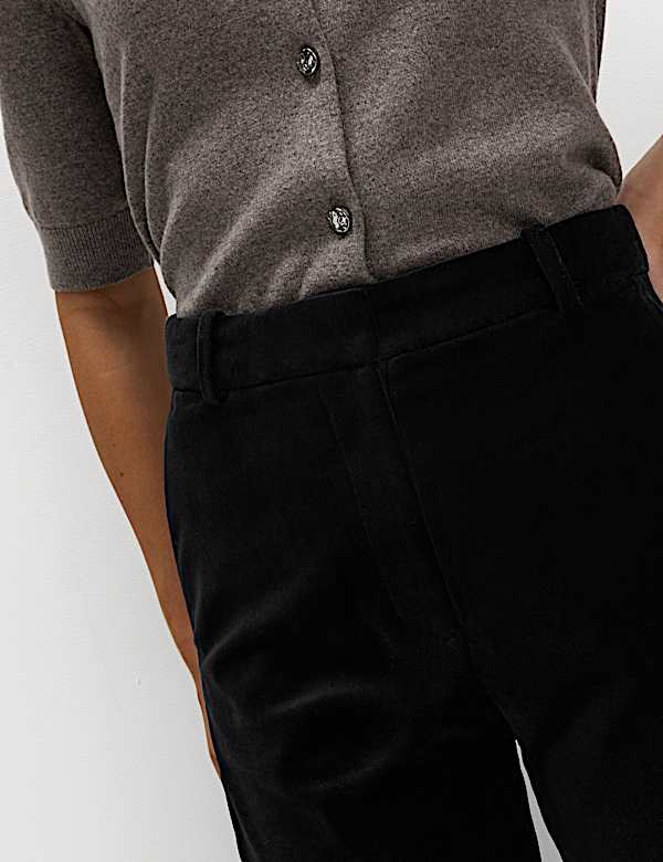 Cotton Rich Velvet Straight Leg Trousers