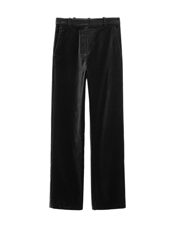 Cotton Rich Velvet Straight Leg Trousers