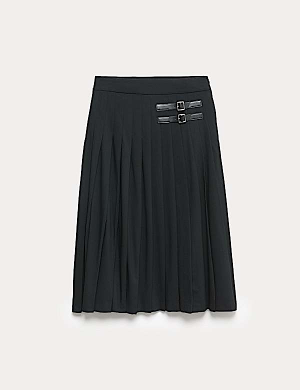 Pleated Side Split Maxi Skirt - AT