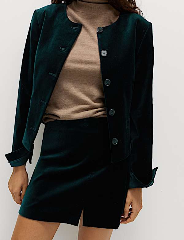 Cotton Rich Velvet Mini A-Line Skirt - AT