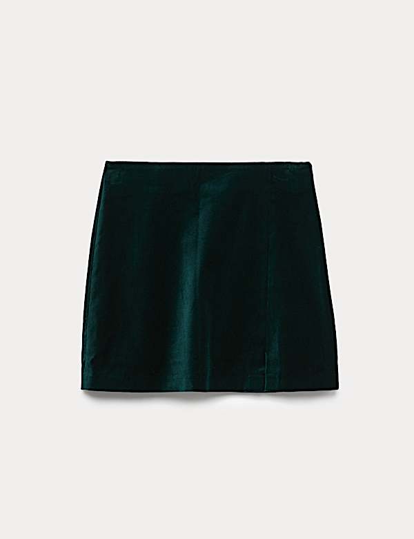 Cotton Rich Velvet Mini A-Line Skirt - AT