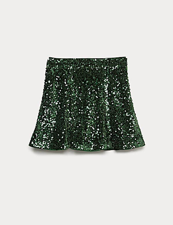 Velvet Sequin Mini Skater Skirt - IL