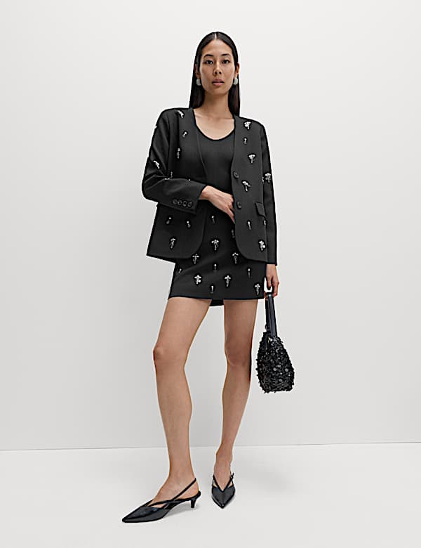 Embellished Single Breasted Blazer - JE