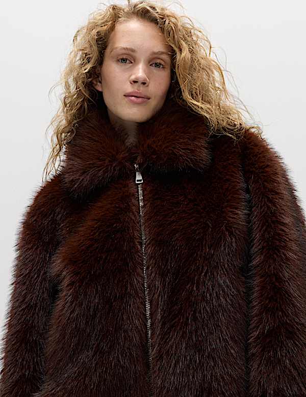 Παλτό aviator από συνθετική γούνα - GR