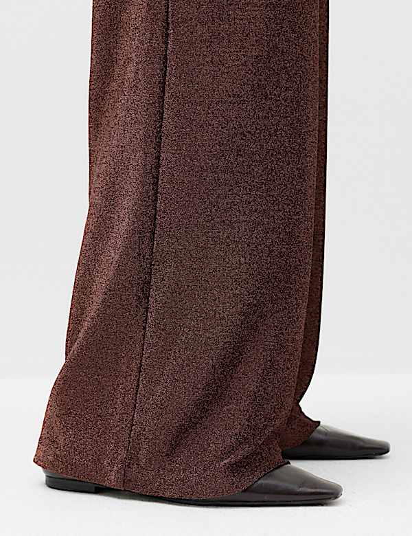 Sparkly High Waisted Wide Leg Palazzo Trousers - NZ