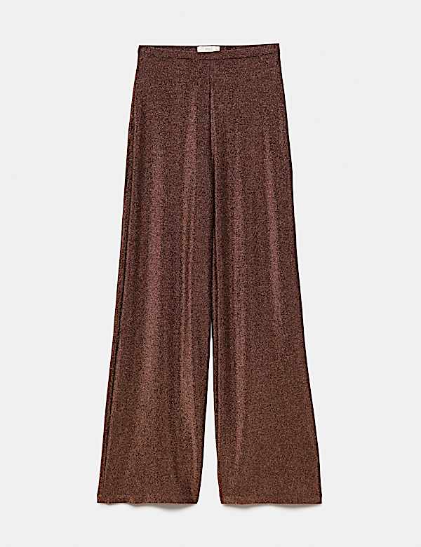 Sparkly High Waisted Wide Leg Palazzo Trousers - NZ