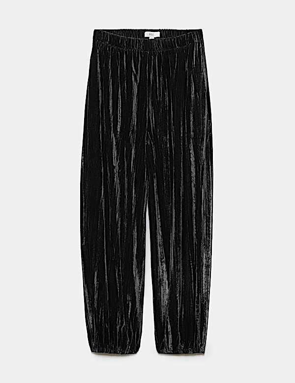 Velvet Pleat Front Barrel Leg Trousers - CA