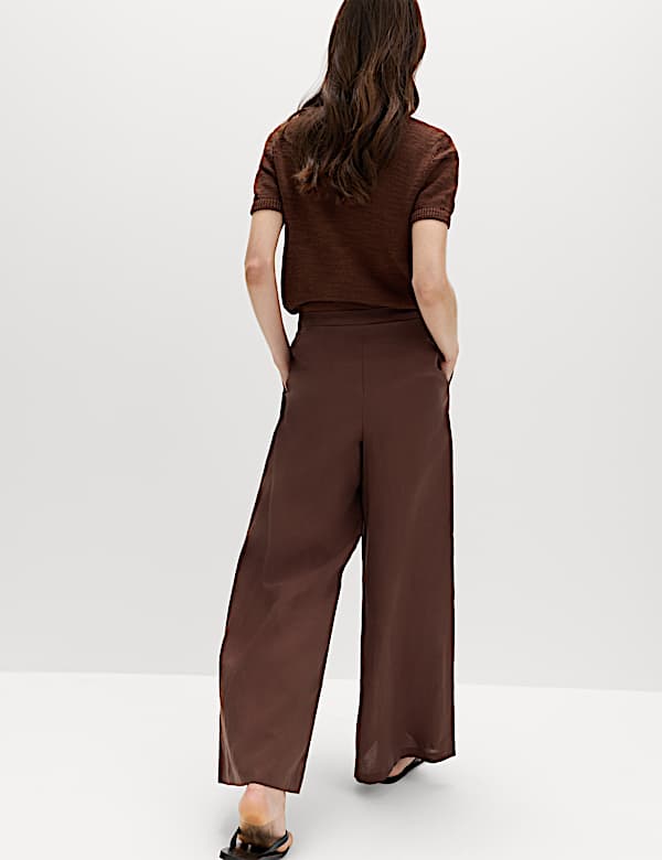 Pantalon palazzo pratique pliss&eacute; avec lin - LU