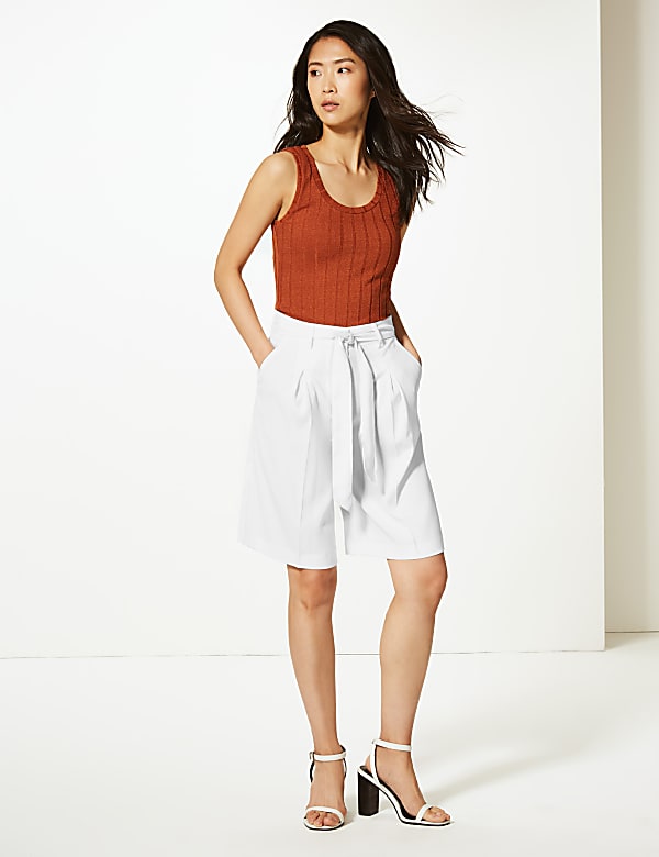 Belted High Waist Tailored Shorts