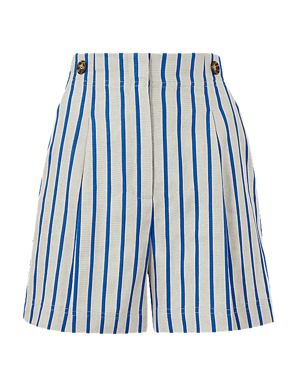 Linen Blend Striped Tailored Shorts