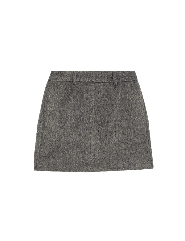 Textured Mini A-Line Skirt with Wool