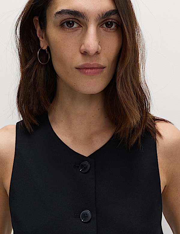 Collarless Button-Through Waistcoat